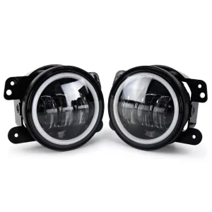 4" Inch LED Fog Lights Lamp with White Halo Ring DRL for 2007-2017 Jeep Wrangler JK