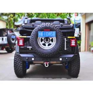 Heavy Duty Rebel Style 4x4 Aluminum Rear Bumper Bar for 2018-2022 Jeep Wrangler JL