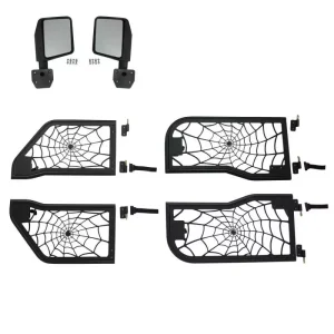 Tubular Spyder Web Half Doors with Mirrors for 2018-2022 Jeep Wrangler JL