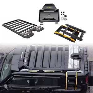 Jetour Shanhai T2 3-piece off-road accessory set overview: side ladder, storage box, roof rack platform